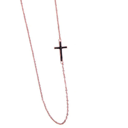 Collier argent femme croix argent sterling 925 plaqué or rose