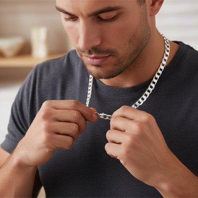 collier argent hommes chaine cubaine design intemporelle
