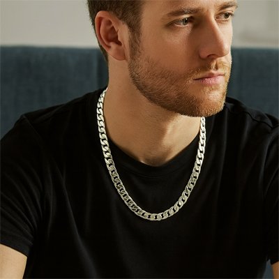collier argent hommes chaine cubaine design intemporelle
