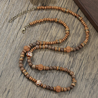 collier de perles bois de noix de coco bohême ethnique