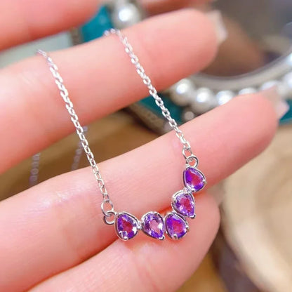 collier femme argent sterling 925 plaqué platine améthyste pierre naturelle violette apaisante anti stress
