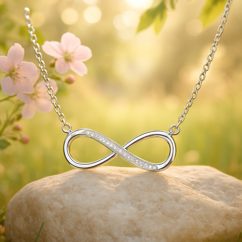 Collier argent femme symbole infini zircons