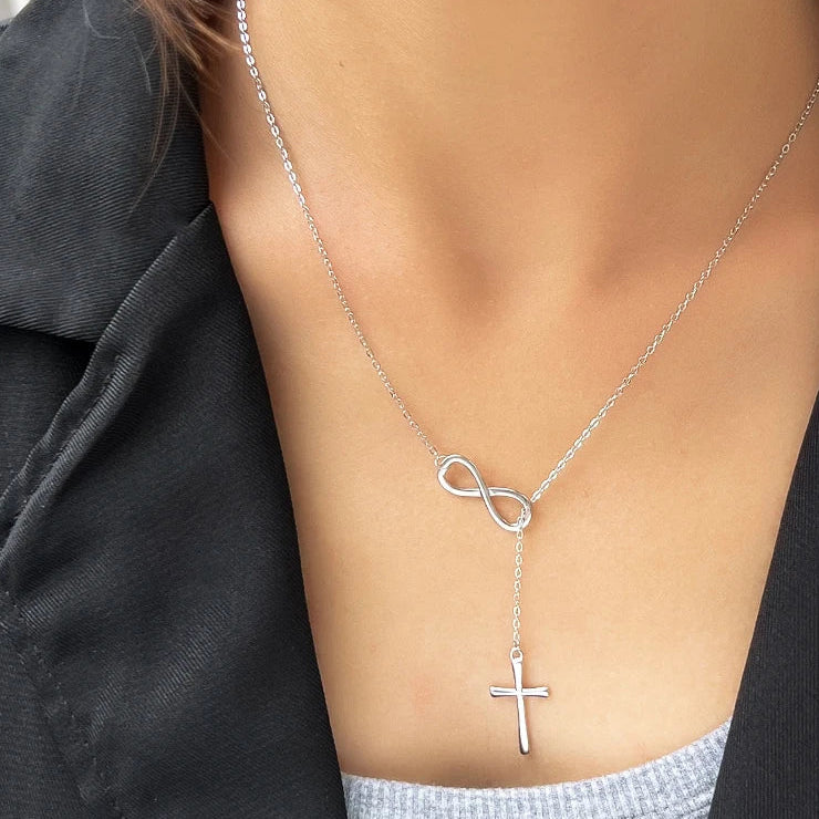 collier femme argent infini croix