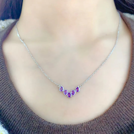collier femme argent sterling 925 plaqué platine améthyste pierre naturelle violette apaisante anti stress
