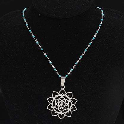 collier fleur de vie acier inoxydable 