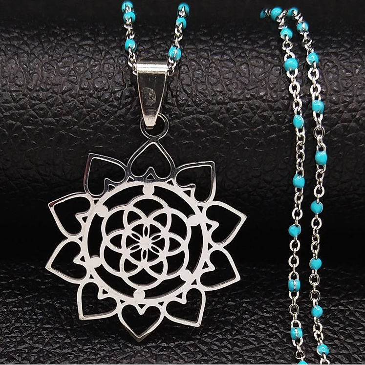 collier fleur de vie acier inoxydable 