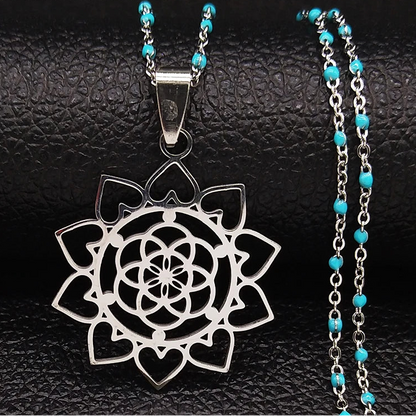collier fleur de vie acier inoxydable 