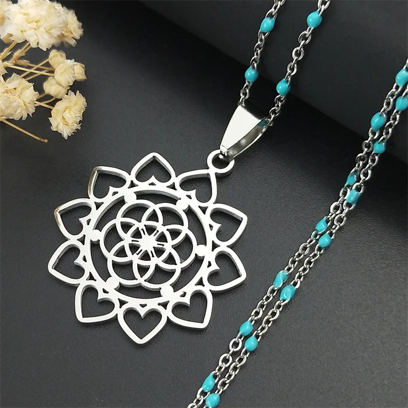 collier fleur de vie acier inoxydable 
