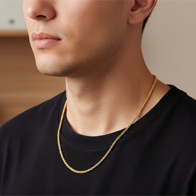 collier homme acier inoxydable doré haine fine