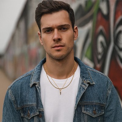 Collier homme chaine double pointe dorée