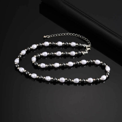 collier perle hématite homme anti-stress apaisant acier inoxydable stylé, élégant