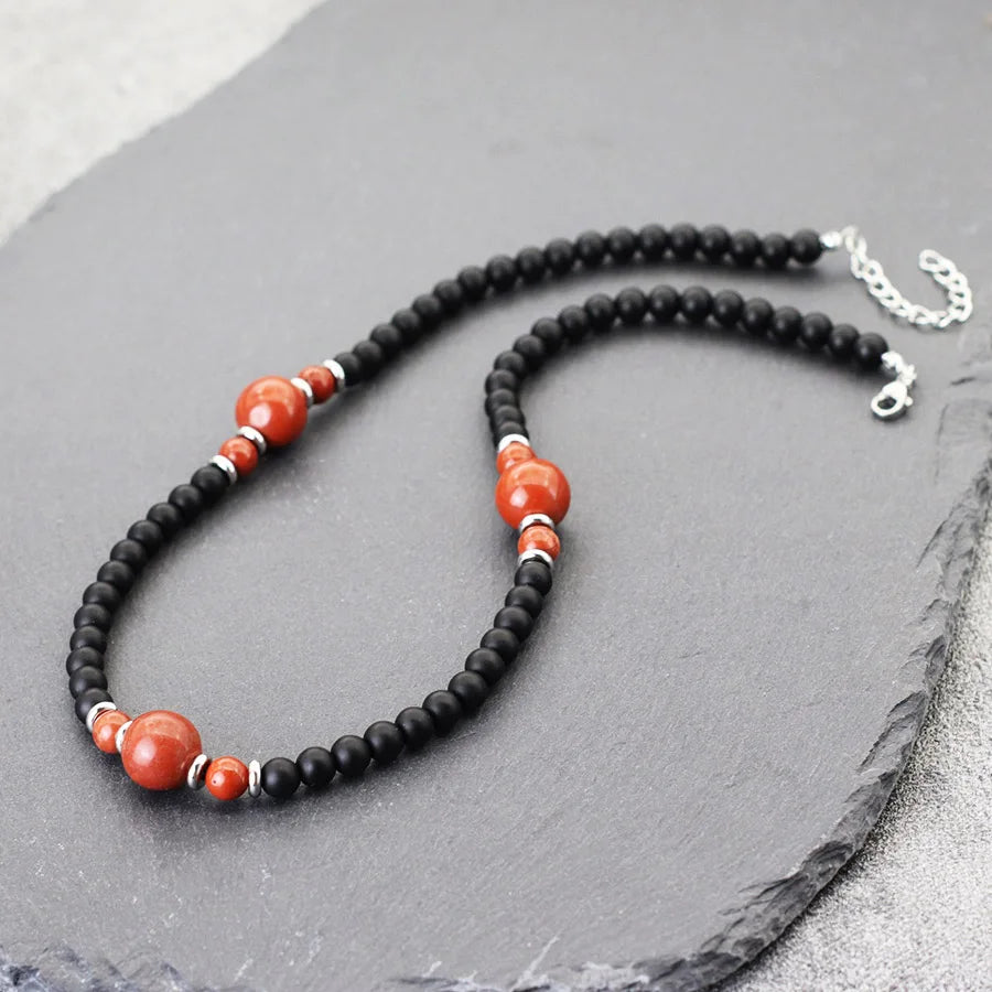 Collier perle homme corail rouge – pierre naturelle vitalité et passion