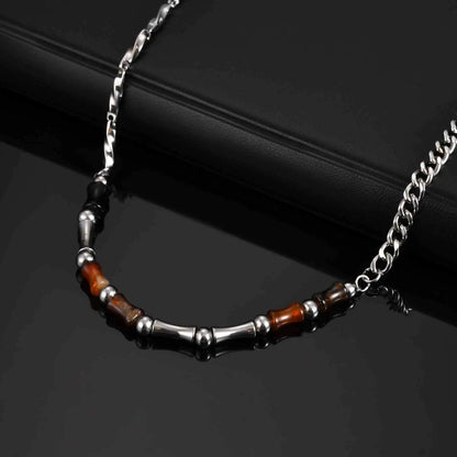 Collier perle homme agate acier inoxydable