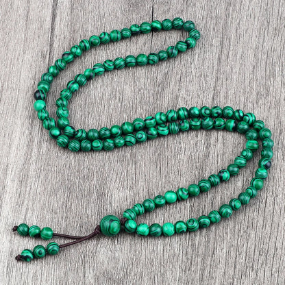 Collier perle malachite support bois rustique espace zen naturel – pierre protectrice