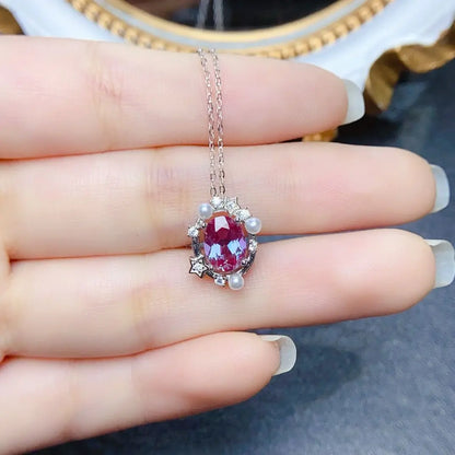 Collier pierre naturelle alexandrite argent sterling 925  zircons étoiles