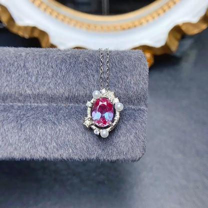 Collier pierre naturelle alexandrite argent sterling 925  zircons étoiles