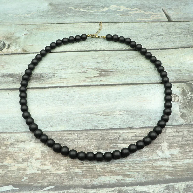 Collier pierre naturelle perles obsidienne force et protection énergétique