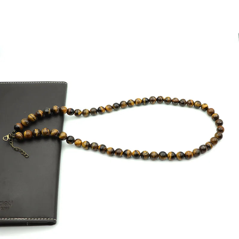 Collier pierre naturelle perles oeil de tigre force et protection énergétique