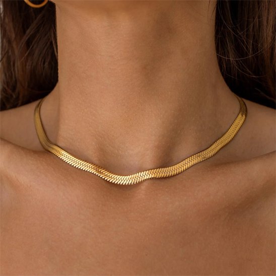 collier femme acier inoxydable ras-de-cou doré