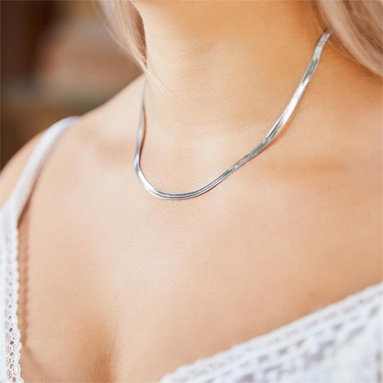 collier femme acier inoxydable ras-de-cou argenté