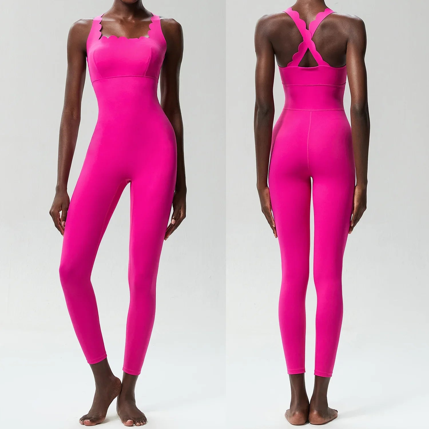 Combi yoga femme rose séchage rapide fitness pilates