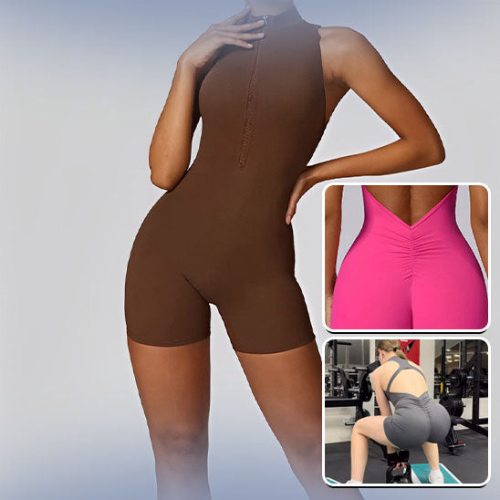Combinaison femme rose pour le sport  body pour fitness yoga gym dos nu 