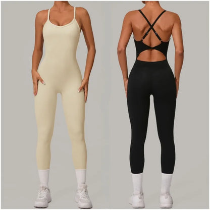 Combinaison legging femme dos croisé blanc et noir