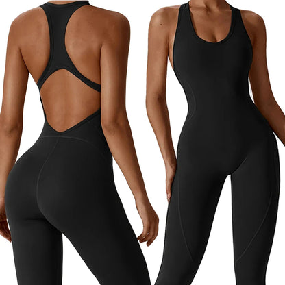 Combinaison leggings femme noire dos nageur vue devant derrière