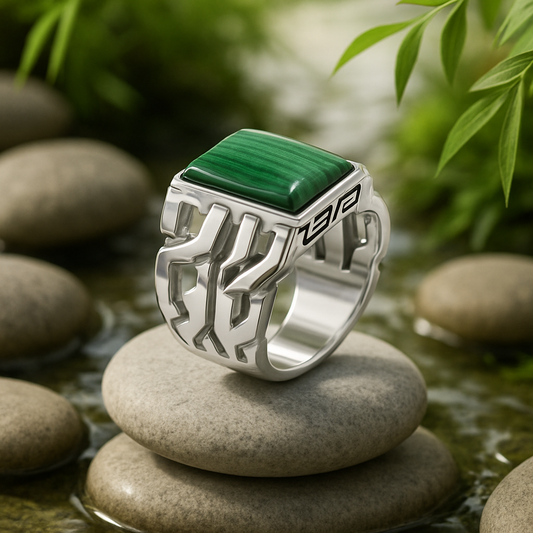 Bague homme malachite - Argent S925