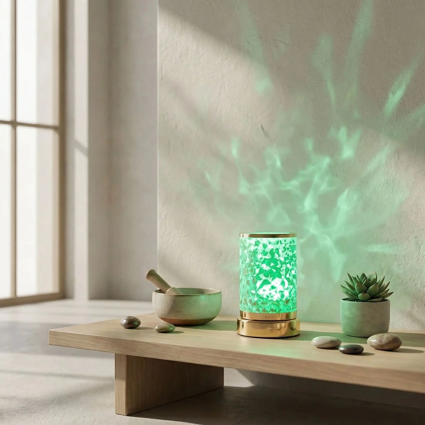 Lampe ambiance zen créant une atmosphère apaisante dans un espace yoga
