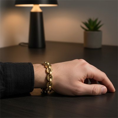 Gourmette homme acier inoxydable doré