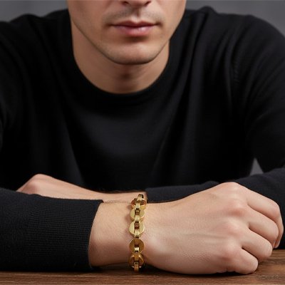 Gourmette homme acier inoxydable doré