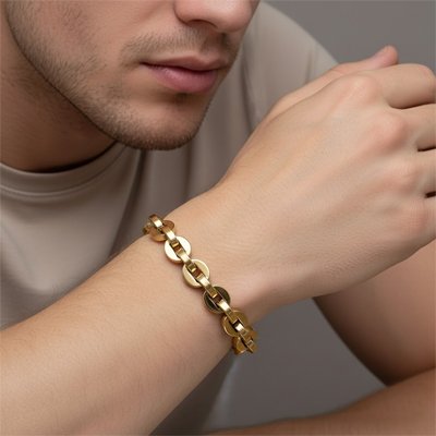 Gourmette homme acier inoxydable doré