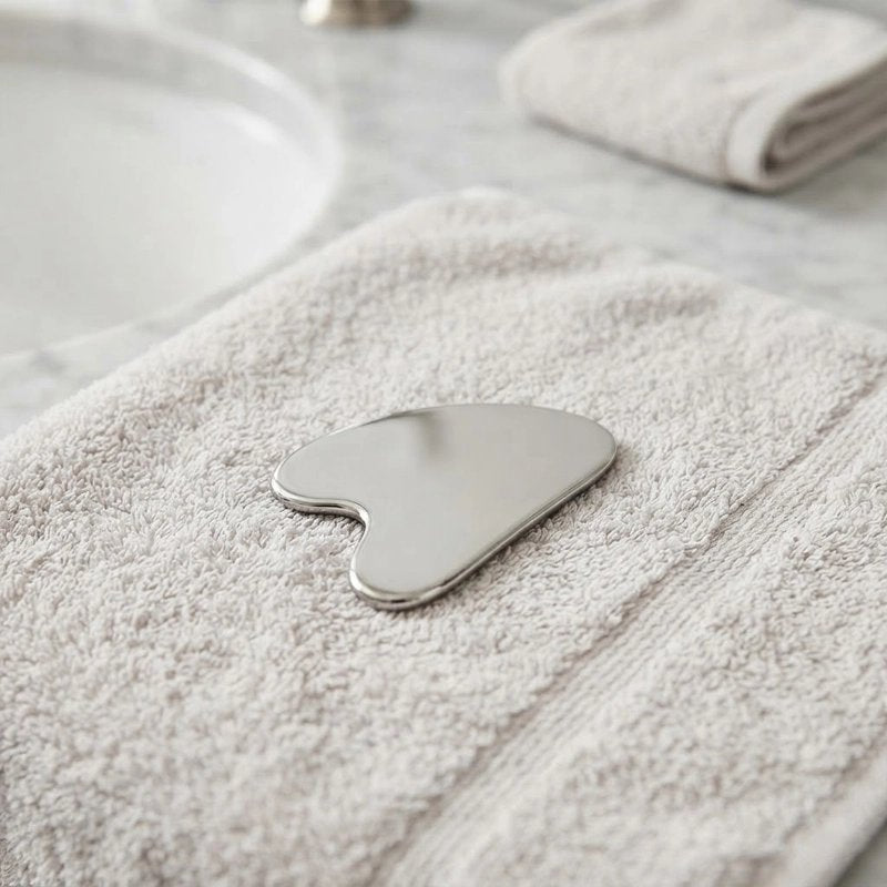 Gua sha acier inoxydable en forme de coeur