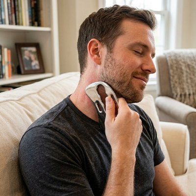 Gua sha design ergonomique massage homme cou