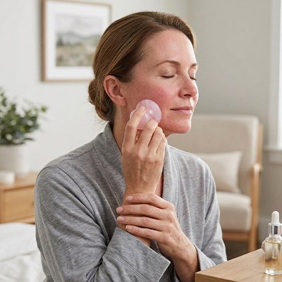 Gua sha visage anti stress quartz rose