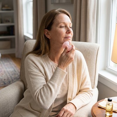 Gua sha visage femme quartz rose rafraîchissant