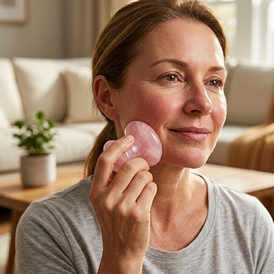 Gua sha visage rafraîchissant quartz rose apaisant