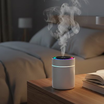 Humidificateur d'air chambre​ blanc diffuseur ambiance relaxation