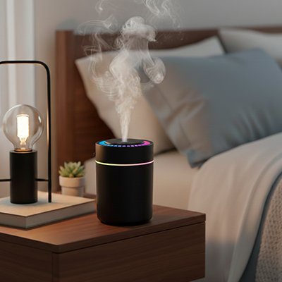 Humidificateur d'air chambre​ noir ambiance relaxante