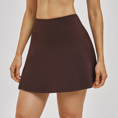Jupe short femme brun – taille haute maintien ventral séchage rapide