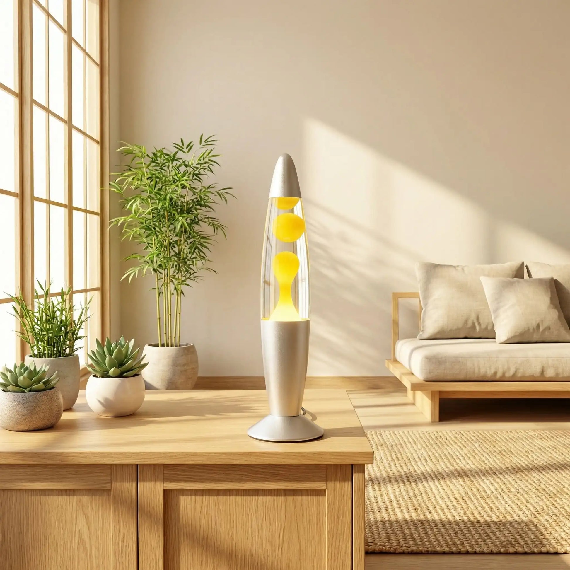 Lampe à lave jaune veilleuse décorative effet apaisant
