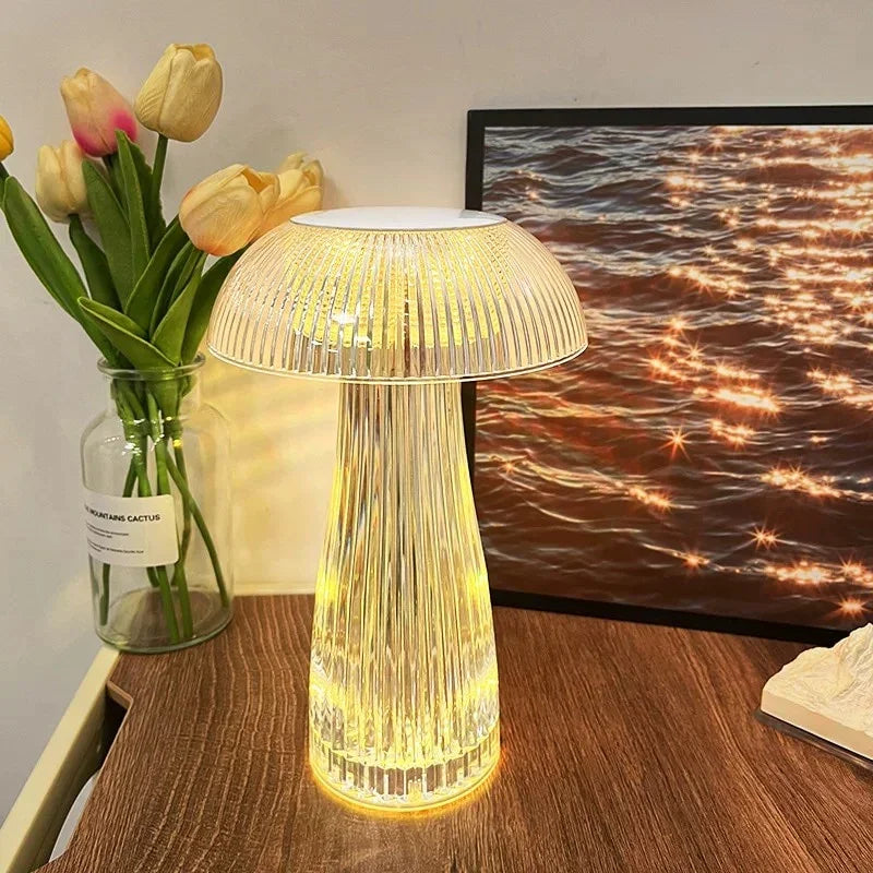 Lampe champignon LED créant une ambiance relaxante dans une chambre