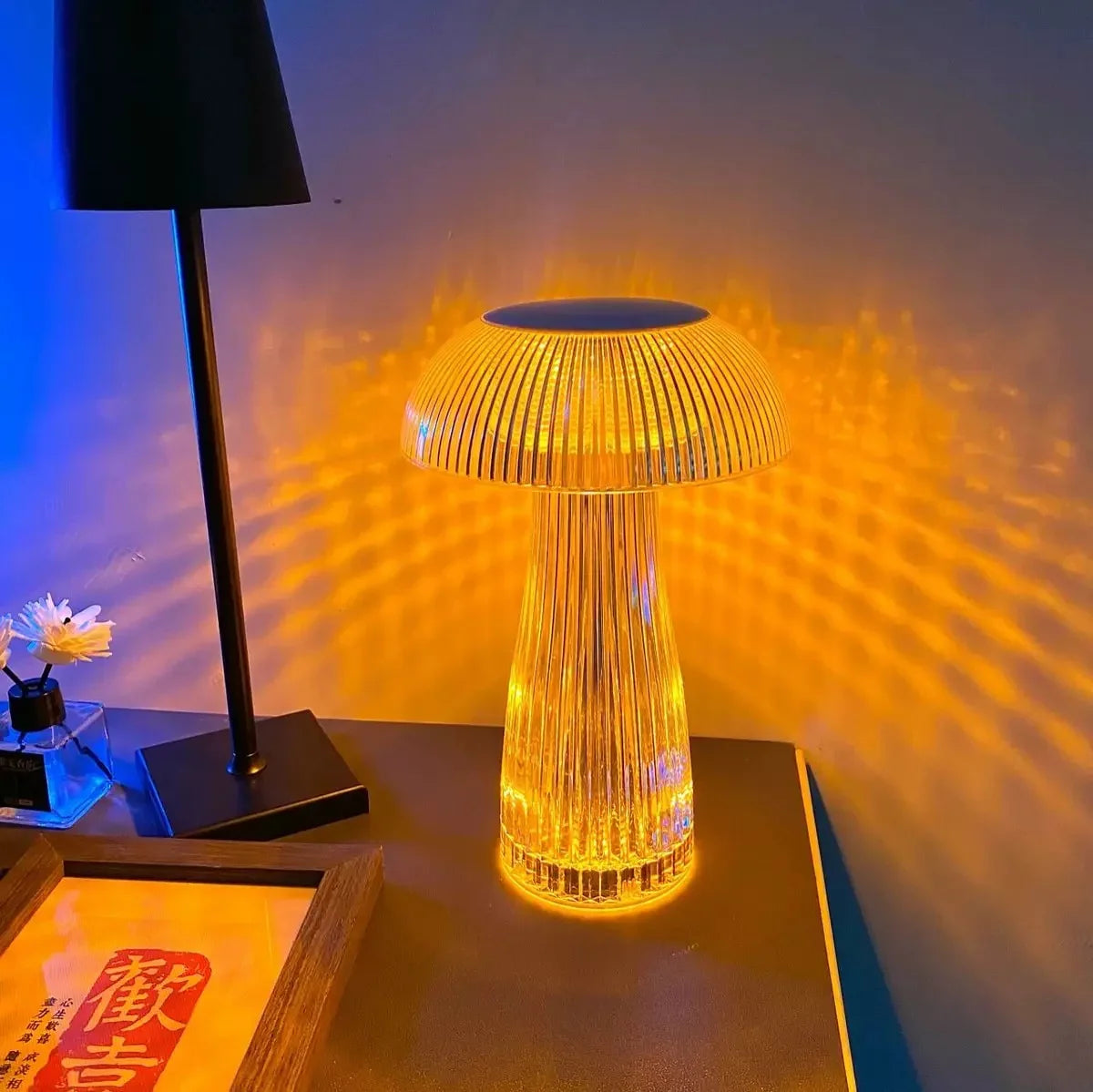 Lampe apaisante champignon LED avec lumière douce multicolore pour ambiance zen
