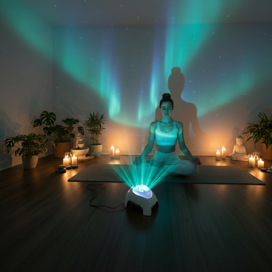 Lampe aurore boréale espace yoga