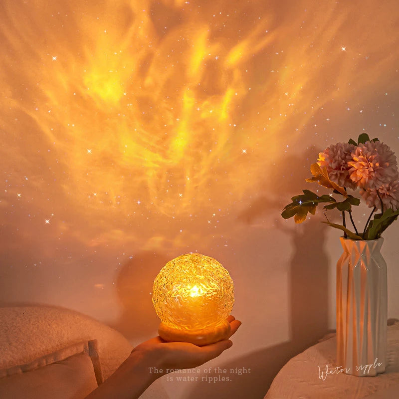 Lampe aurore boréale projecteur led lumière jaune mur salon étoiles