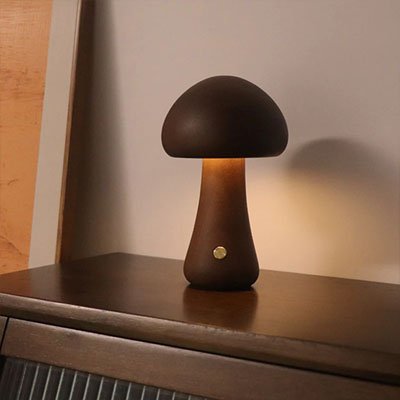 Lampe champignon brun lampe de chevet veilleuse nature