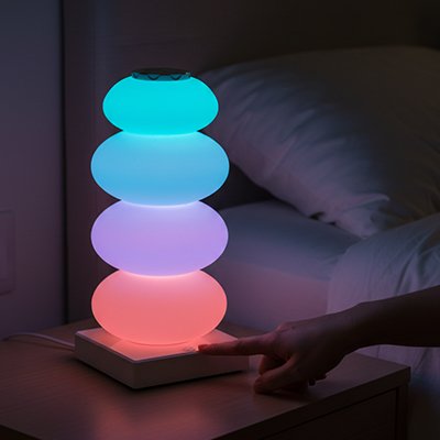Lampe de chevet design arc-en-ciel ambiance zen