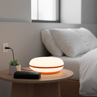 Lampe de chevet design beignet tactile