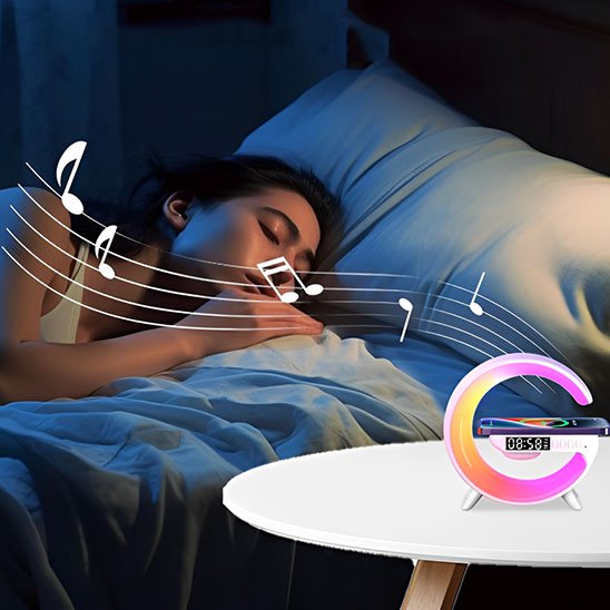 lampe de chevet design blanche réveil zen